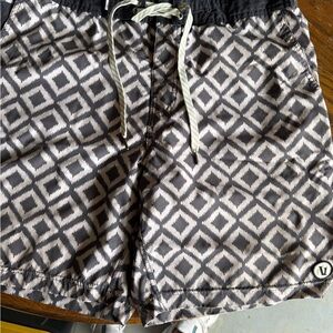 Vuori Geometric Black and Gray Board Shorts